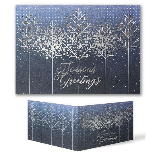 Silvery Winter Locale Folded Holiday Cards